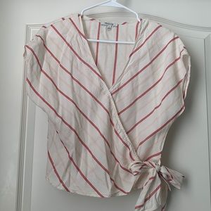 Madewell Short-Sleeve Wrap Top, Medium, Stripe